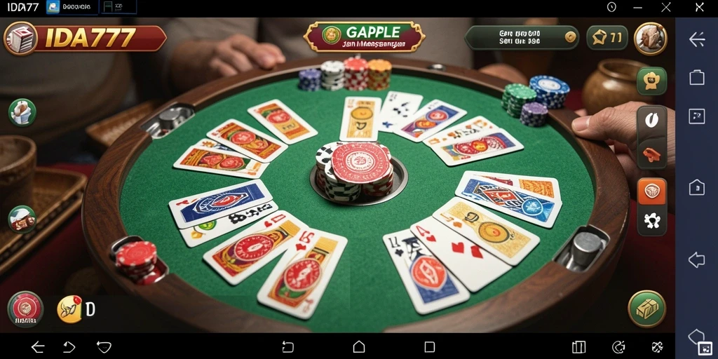 Screenshot gameplay IDA777 menampilkan suasana permainan Gaple yang seru.