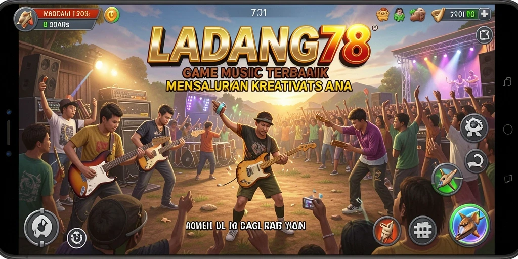 Screenshot utama LADANG78 menampilkan gameplay seru dengan musik yang menggugah semangat.