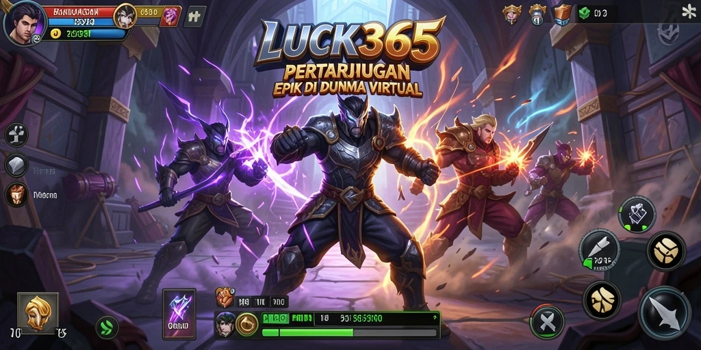 Tampilan layar utama LUCK365 menampilkan pertarungan yang intens dan menarik.