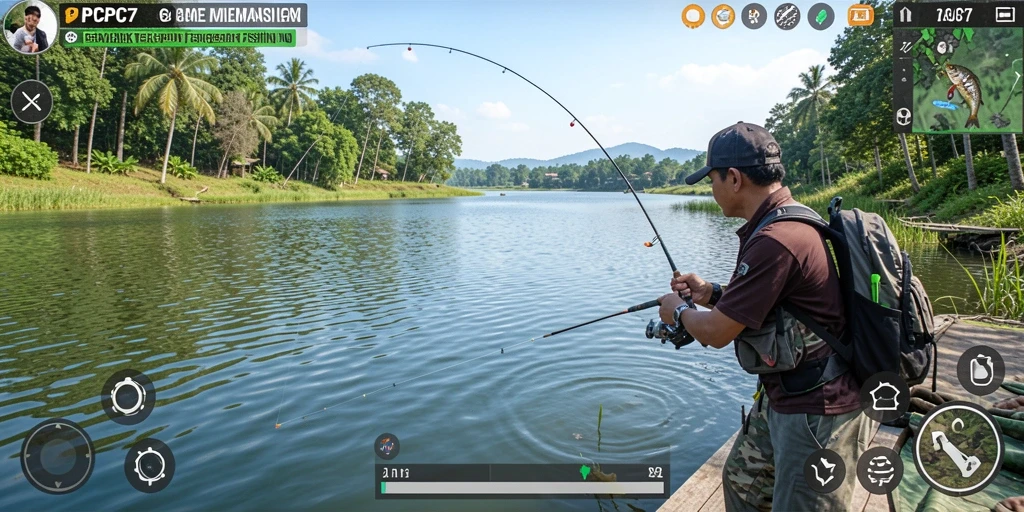 Tampilan gameplay PCPC7 yang menarik saat memancing.