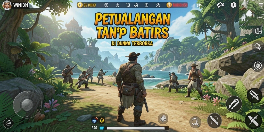Gameplay <strong>WINIDN</strong> yang menampilkan petualangan seru di dunia terbuka.